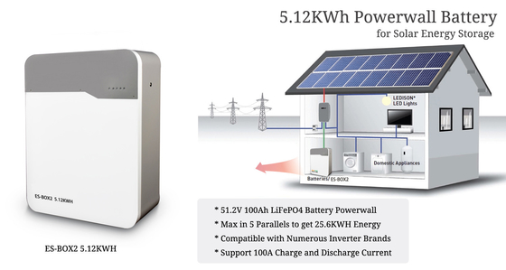 10kW τοιχώδης ηλιακή ενέργεια μπαταρία αποθήκευση για Deye Growatts Sofar μετατροπείς