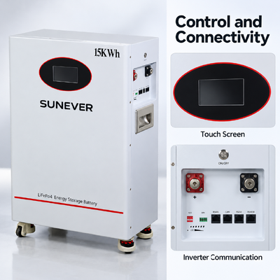 SUNEVER TD-15 51.2V 300Ah LiFePO4 Ηλιακή μπαταρία αποθήκευσης 15.36kWh 200A CAN RS485