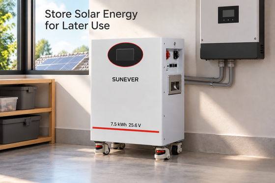 SUNEVER 7.68kWh 25.6V 300Ah Μπαταρία Λιθίου LiFePO4 για Οικιακή Αποθήκευση Ενέργειας και Εφεδρική Τροφοδοσία Εκτός Δικτύου