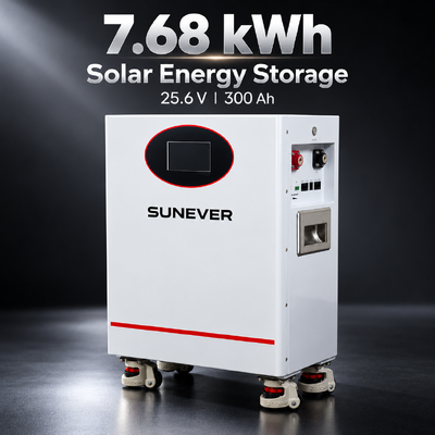 SUNEVER 7.68kWh 25.6V 300Ah Μπαταρία Λιθίου LiFePO4 για Οικιακή Αποθήκευση Ενέργειας και Εφεδρική Τροφοδοσία Εκτός Δικτύου